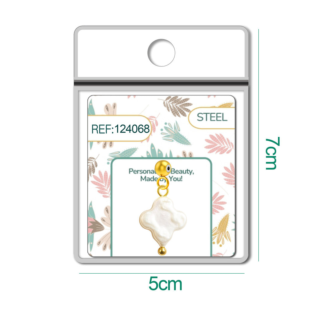 CHARM Acero Dorado Chapado Oro 14 K-con Bola de Goma