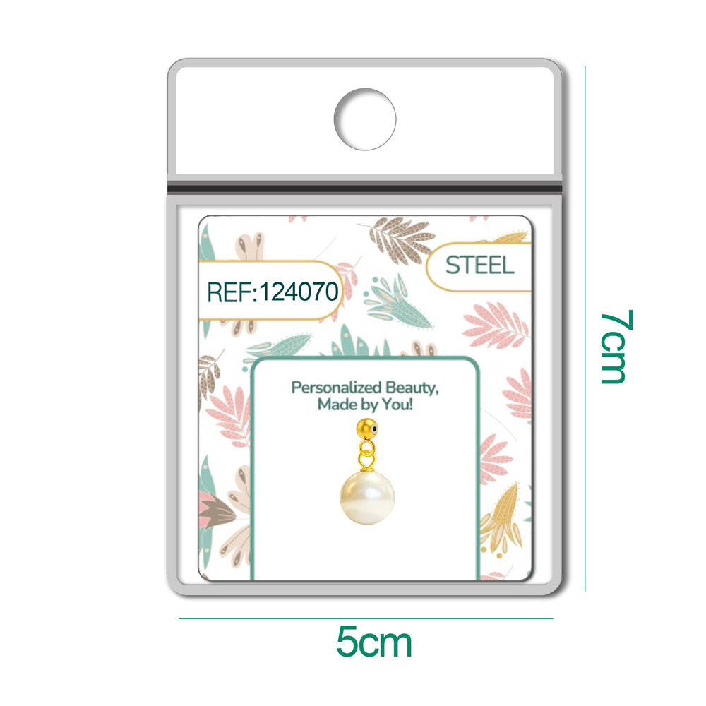 CHARM Acero Dorado Chapado Oro 14 K-con Bola de Goma