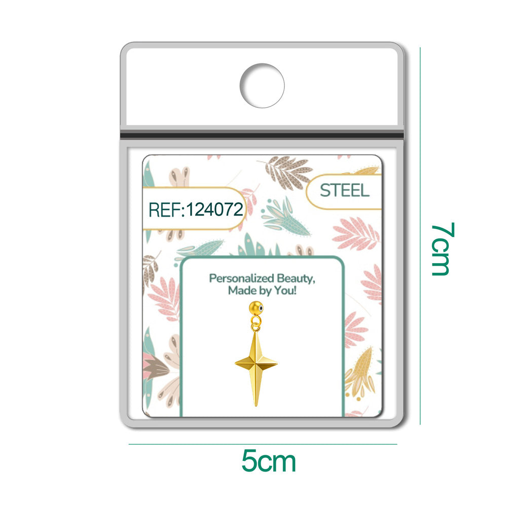 CHARM Acero Dorado Chapado Oro 14 K-con Bola de Goma