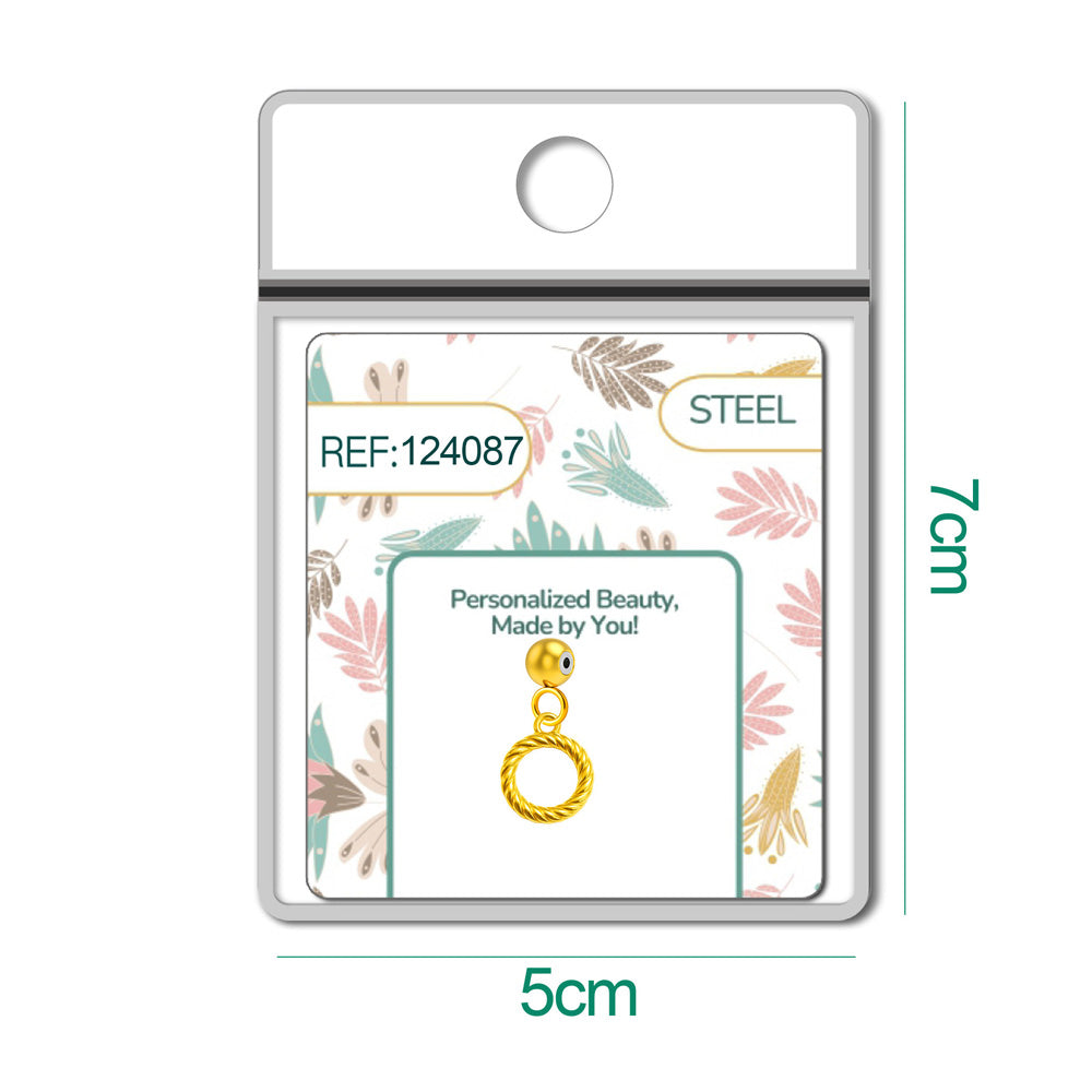 CHARM Acero Dorado Chapado Oro 14 K-con Bola de Goma