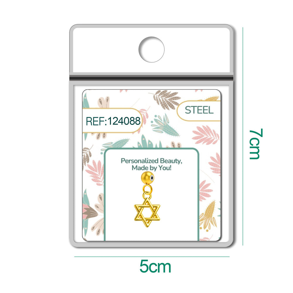 CHARM Acero Dorado Chapado Oro 14 K-con Bola de Goma