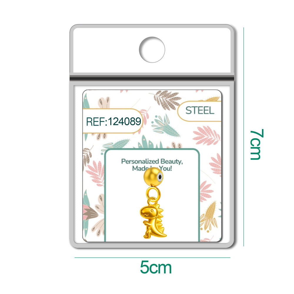 CHARM Acero Dorado Chapado Oro 14 K-con Bola de Goma