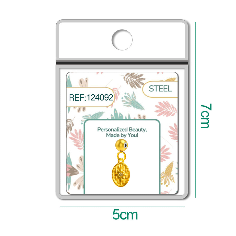 CHARM Acero Dorado Chapado Oro 14 K-con Bola de Goma