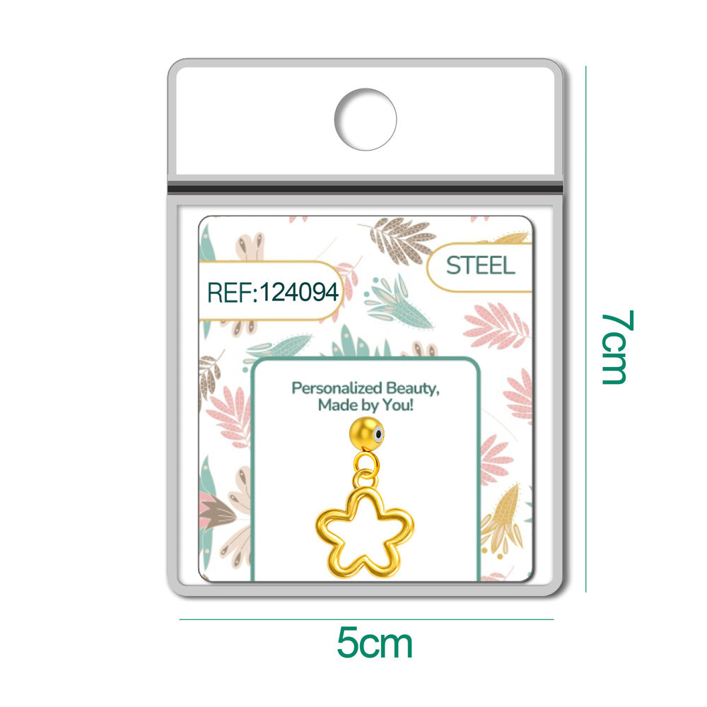 CHARM Acero Dorado Chapado Oro 14 K-con Bola de Goma