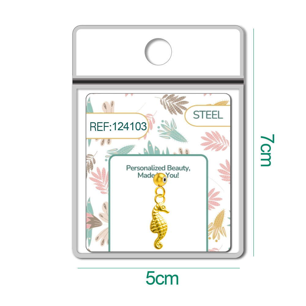 CHARM Acero Dorado Chapado Oro 14 K-con Bola de Goma