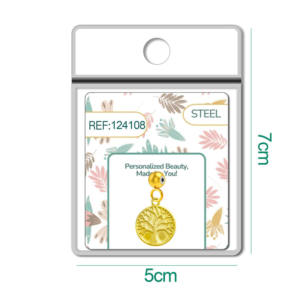 CHARM Acero Dorado Chapado Oro 14 K-con Bola de Goma