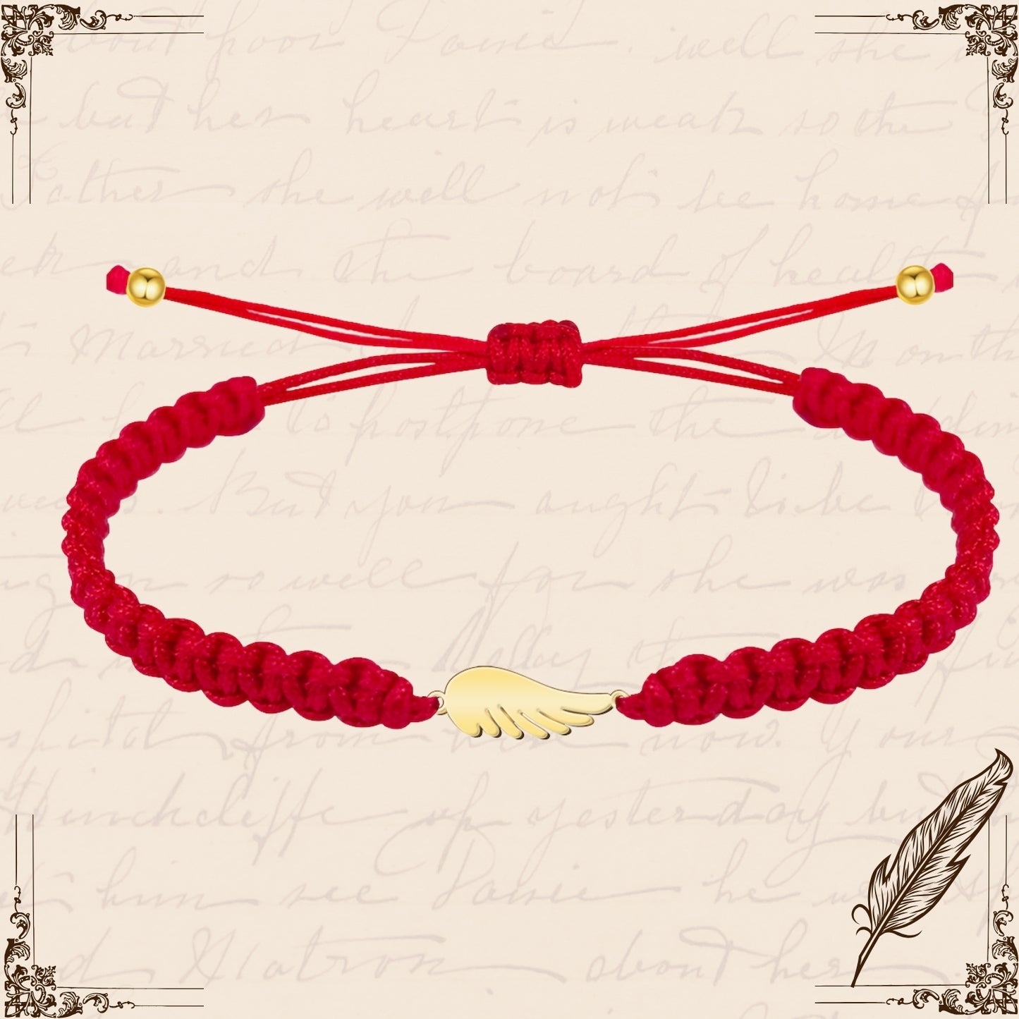 Pulsera Hilo Destino con Ala ángel Acero Dorado