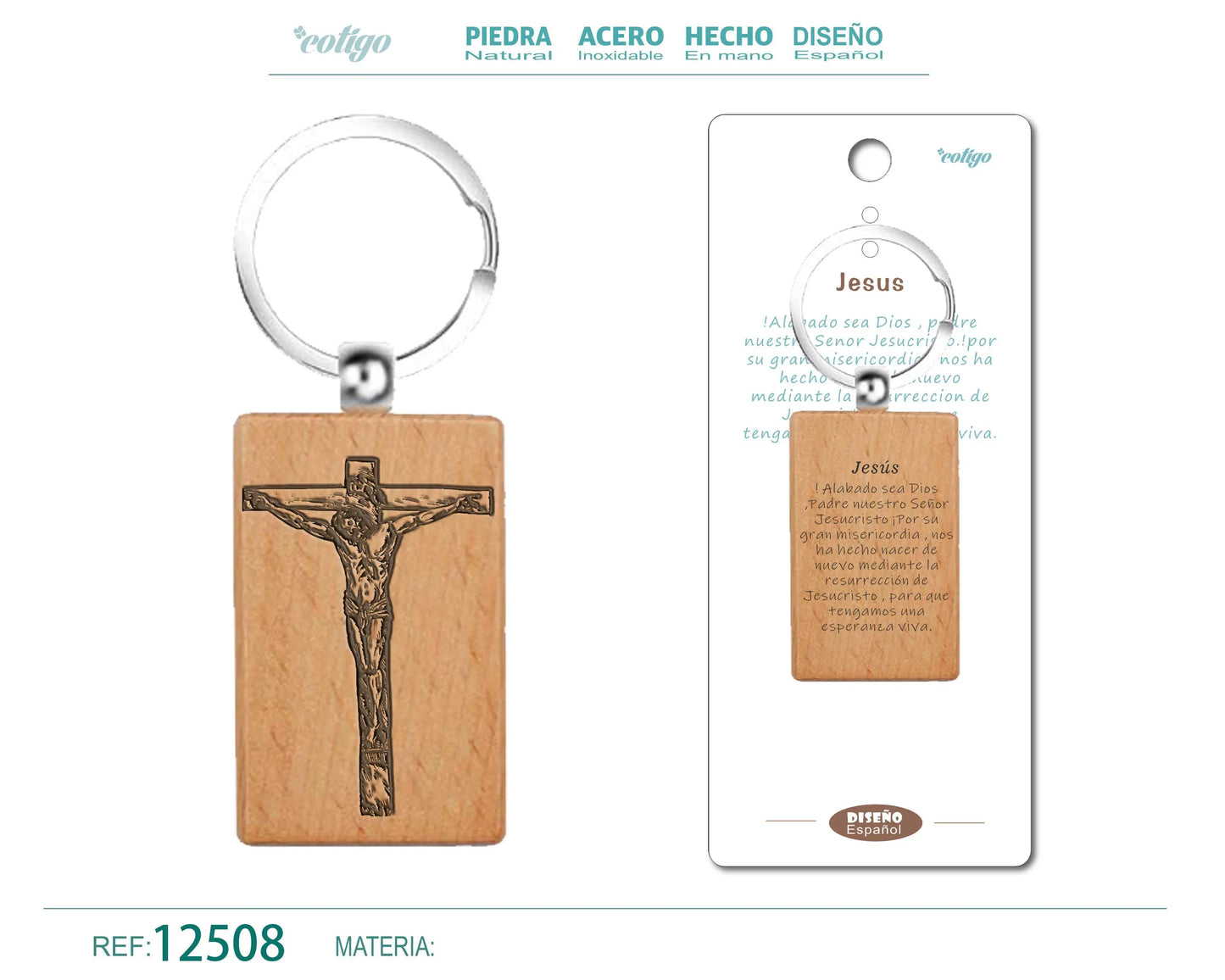 Llavero de Madera con Jesús Crucificado - cotigo