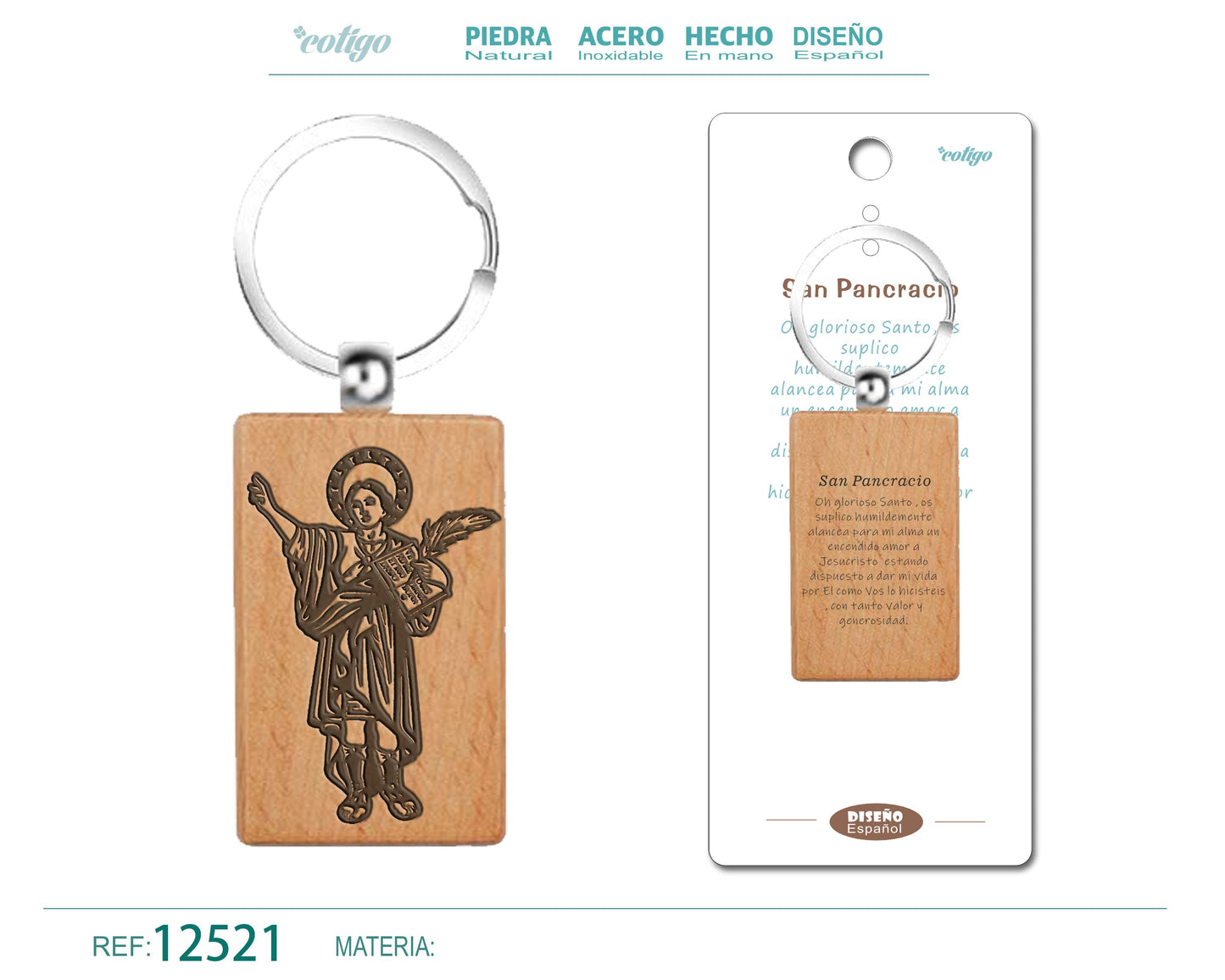 Llavero de Madera con SAN PANCRACIO