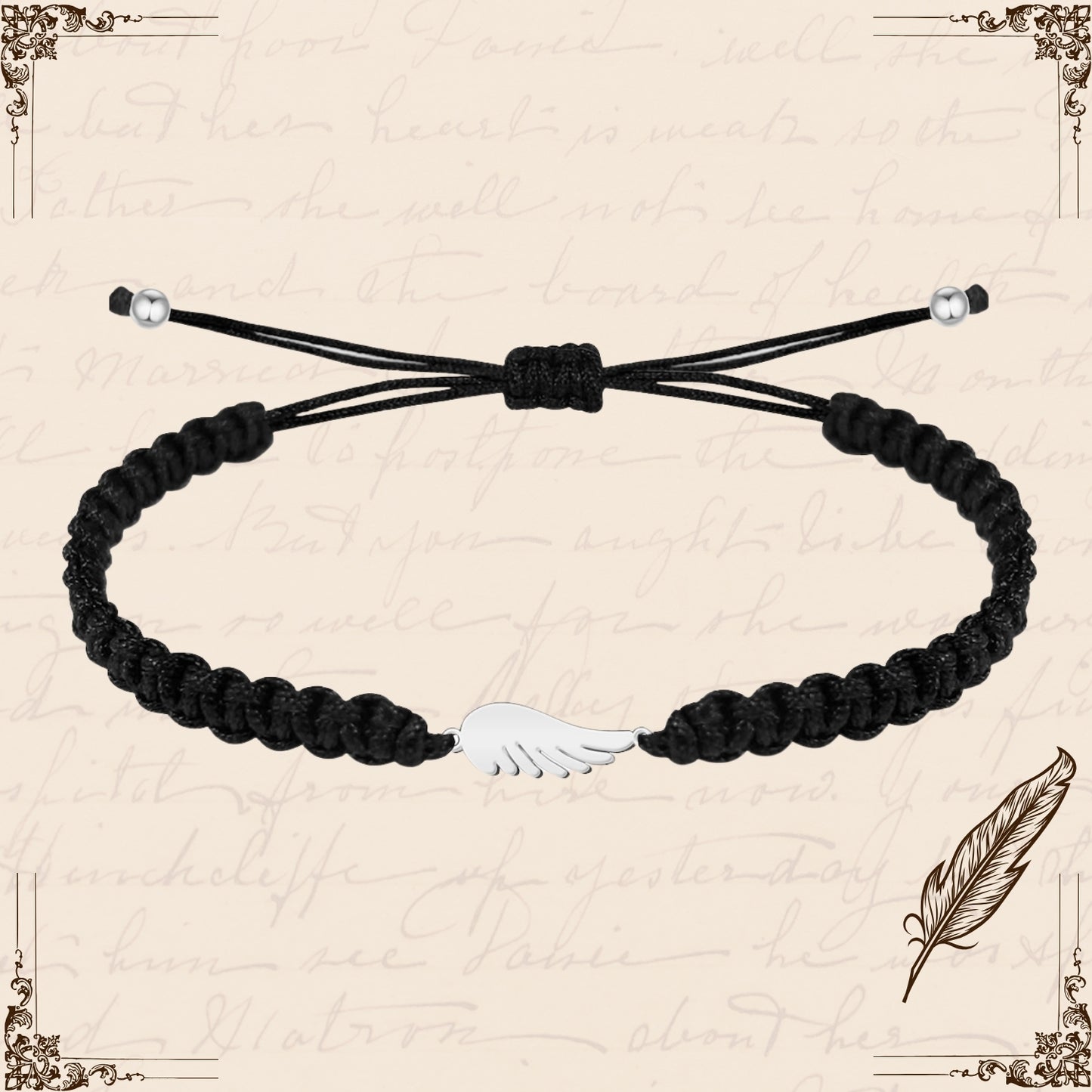 Pulsera Hilo Destino con Ala ángel Acero Plateado