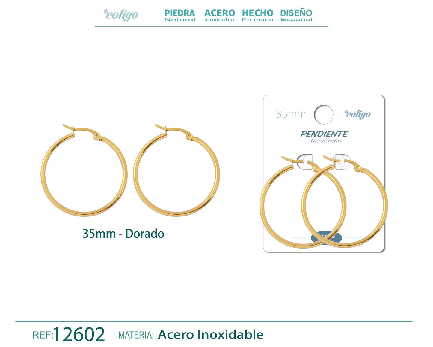 Pendiente Aro Acero-35mm color Dorado