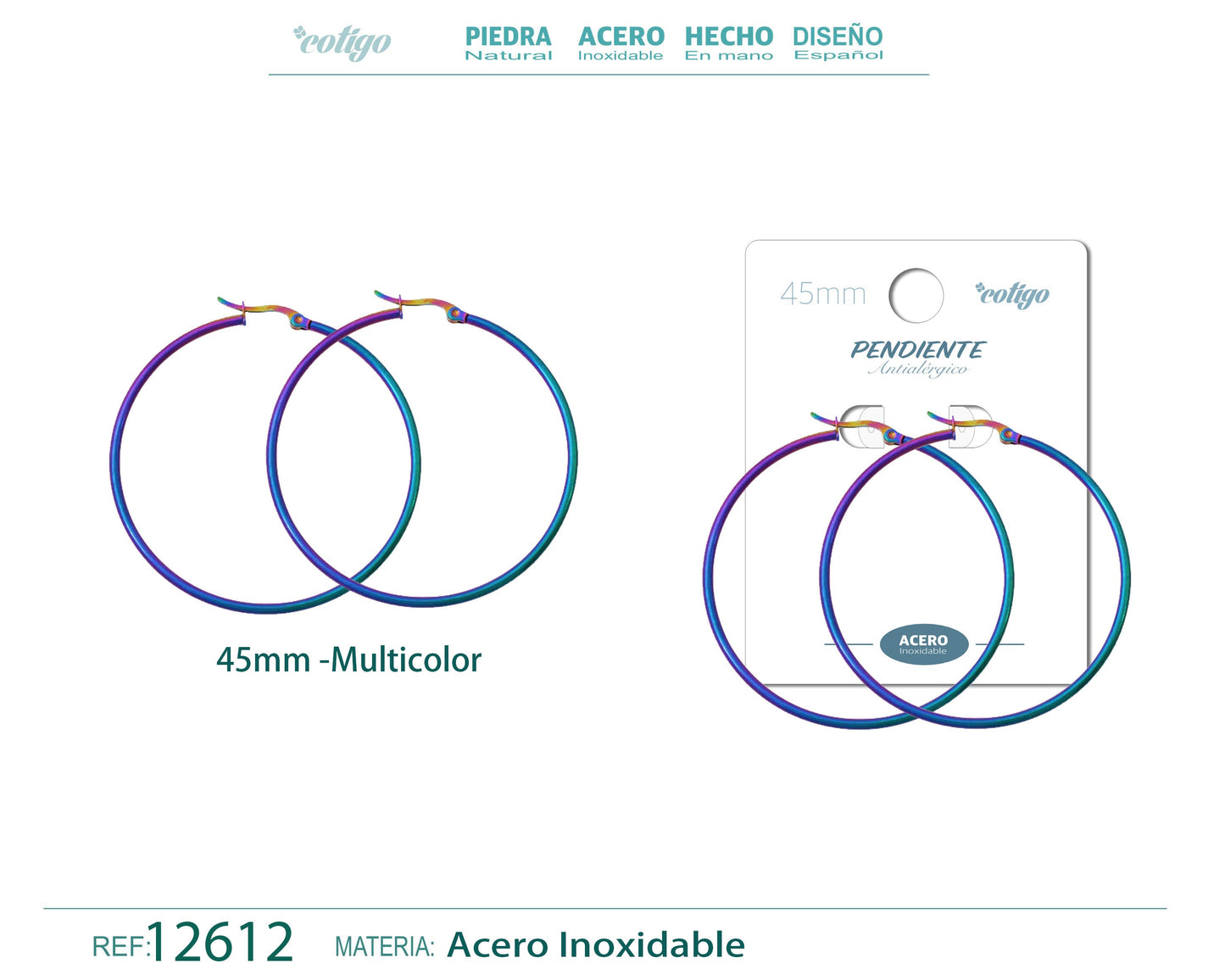 Pendiente Aro Acero-45mm Multicolor