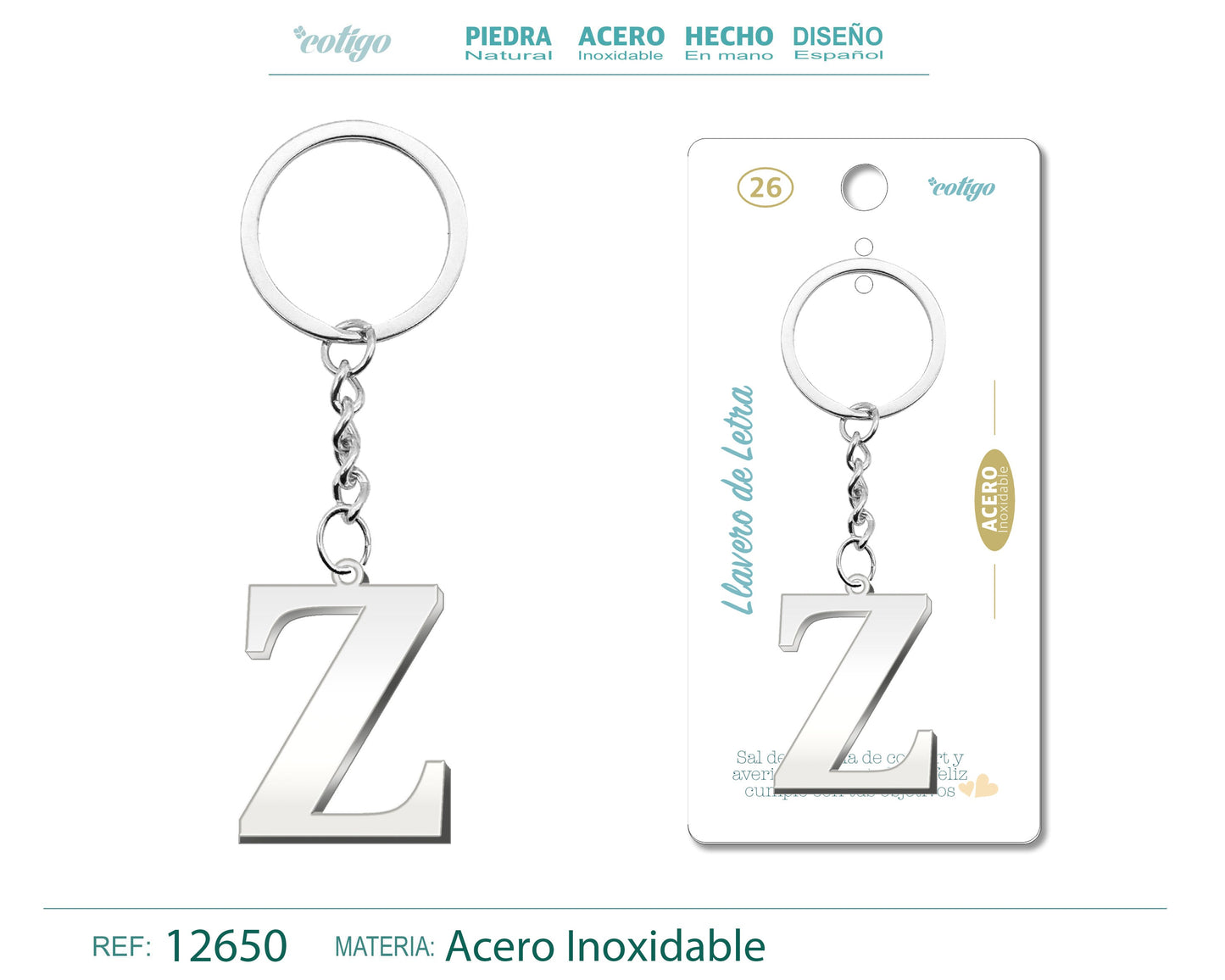 Llavero Acero con Letra Z