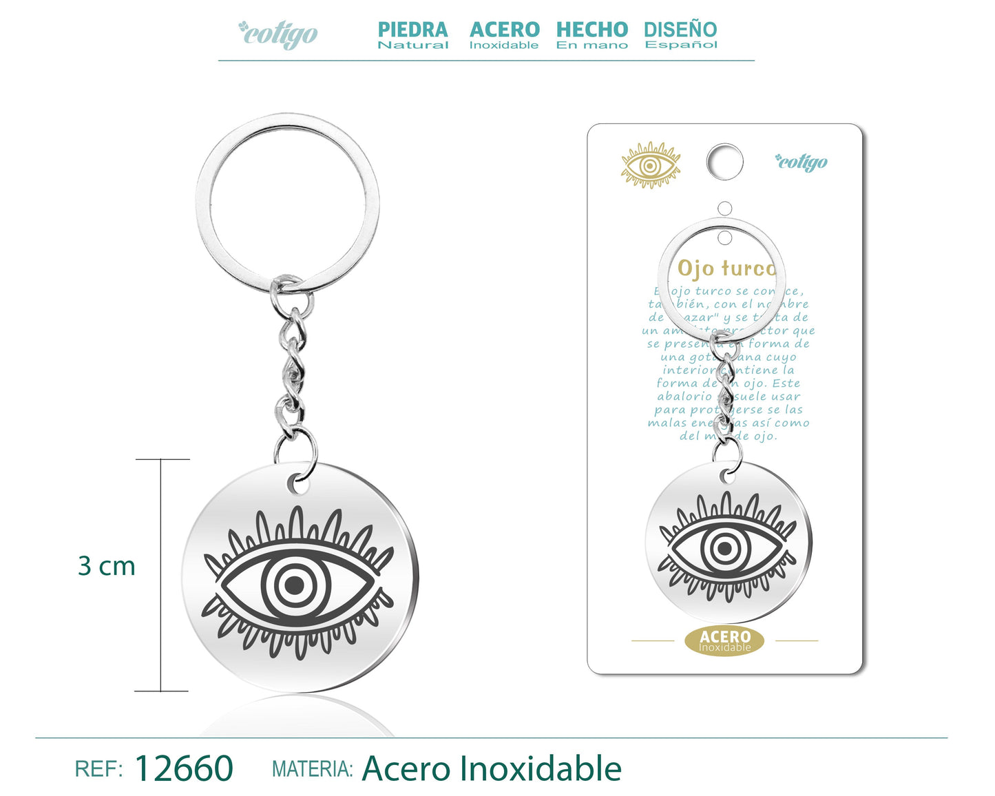Llavero Acero de Simbolo Suerte Ojo turco