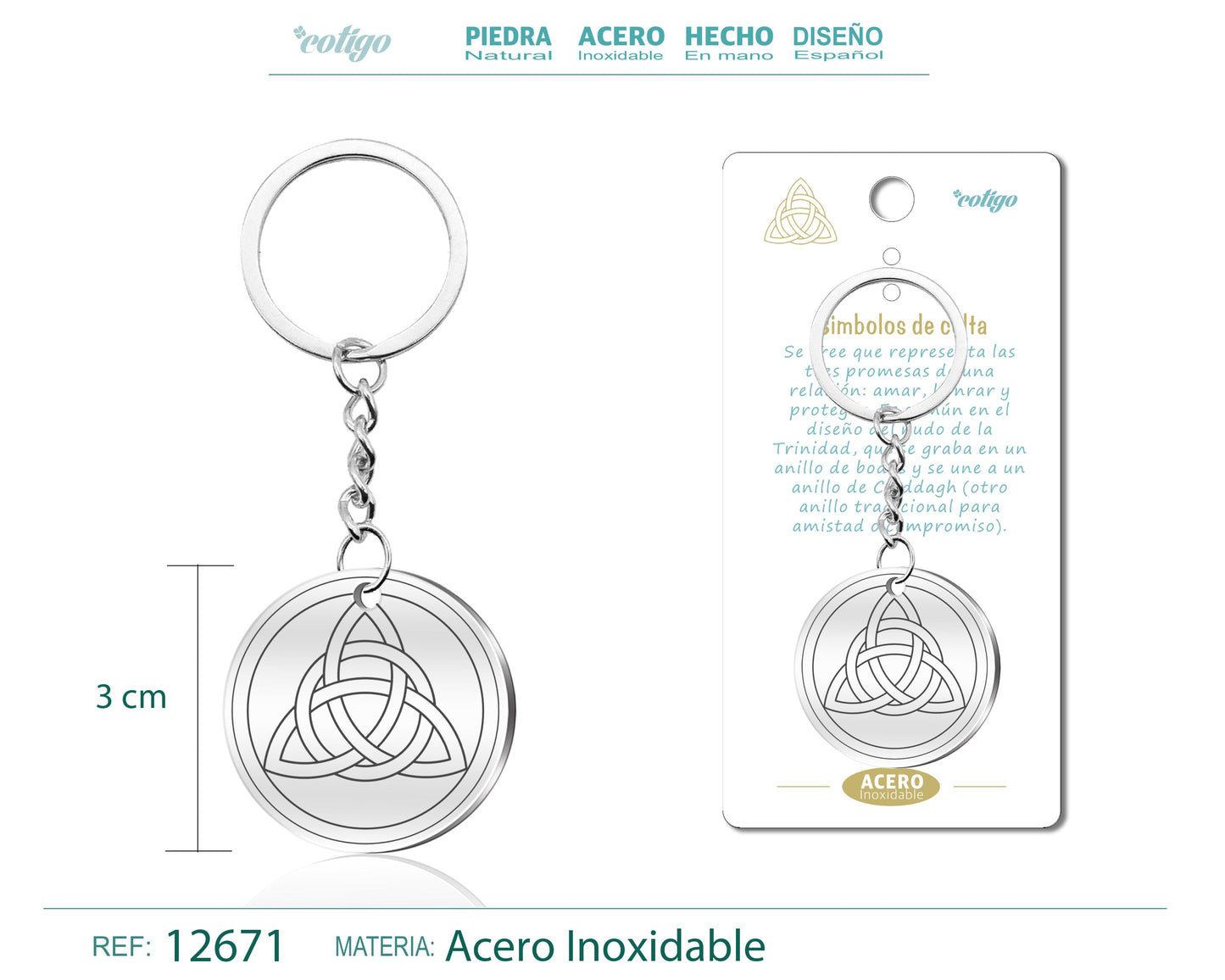 Llavero Acero de Simbolo Suerte de Celtas