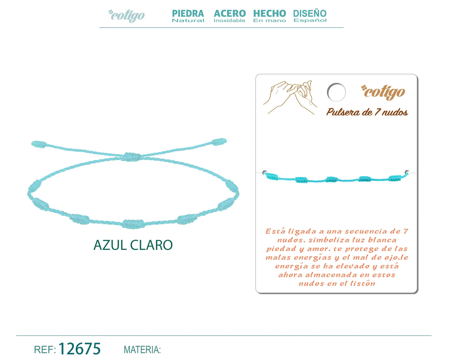 Pulsera 7 nudos Azul - cotigo
