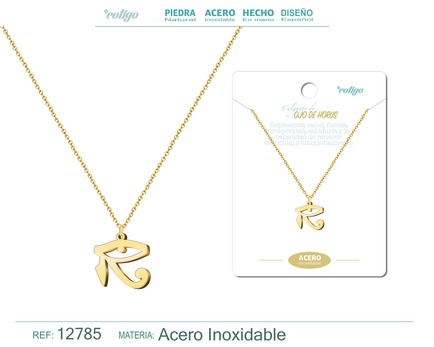 Colgante Ojo horus Acero Dorado