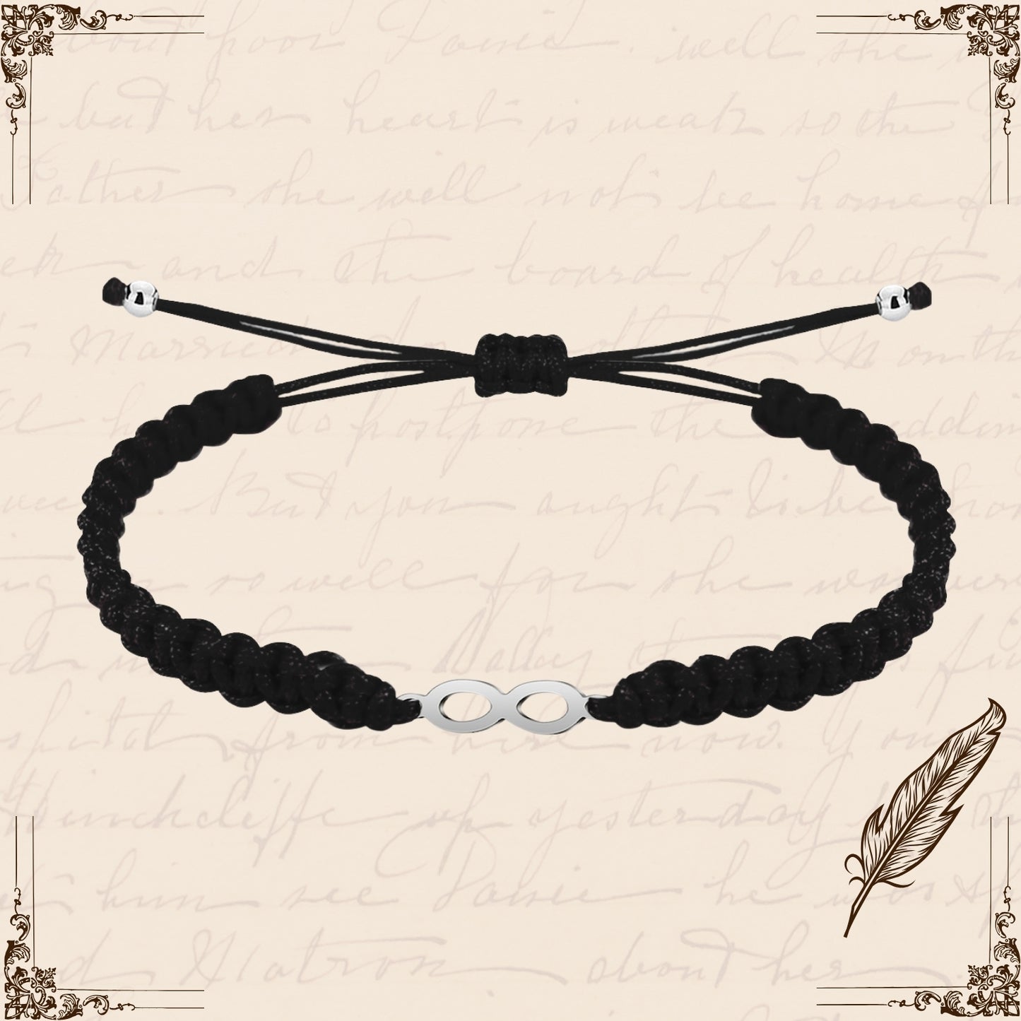 Pulsera Hilo Destino Negro-Infinito Plateado