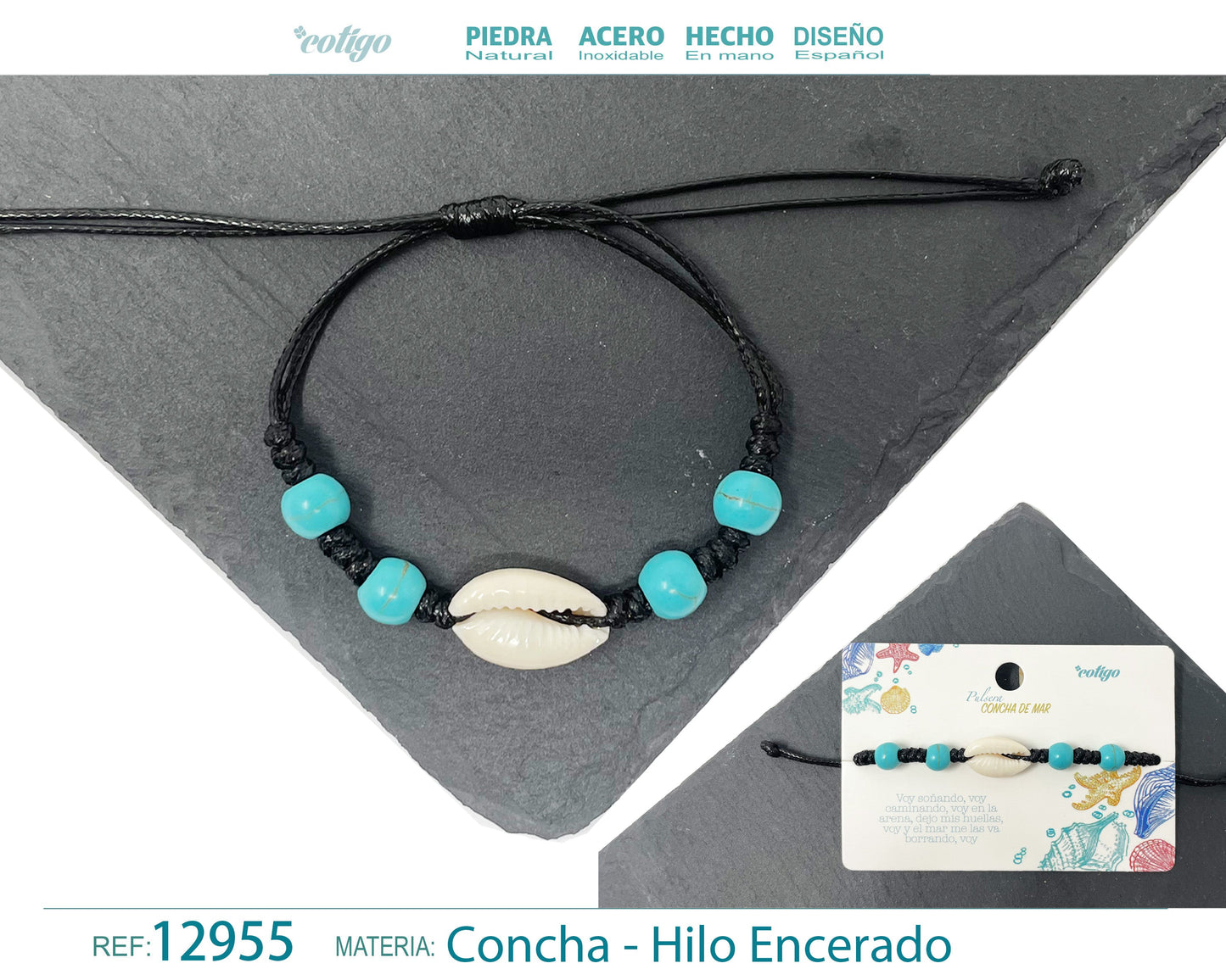 Pulsera Hilo Encerado de concha