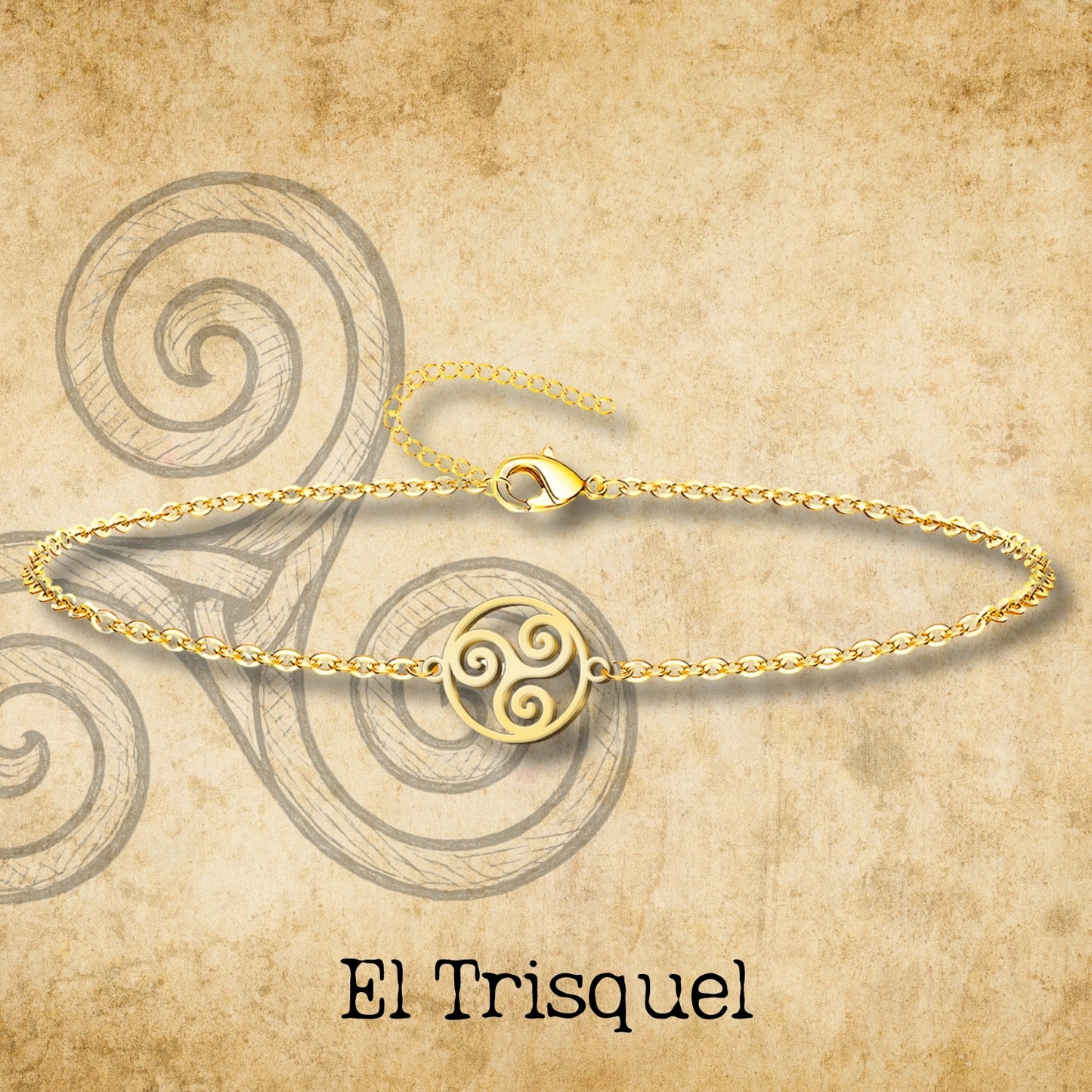 Pulsera el Trisquel Acero Dorado