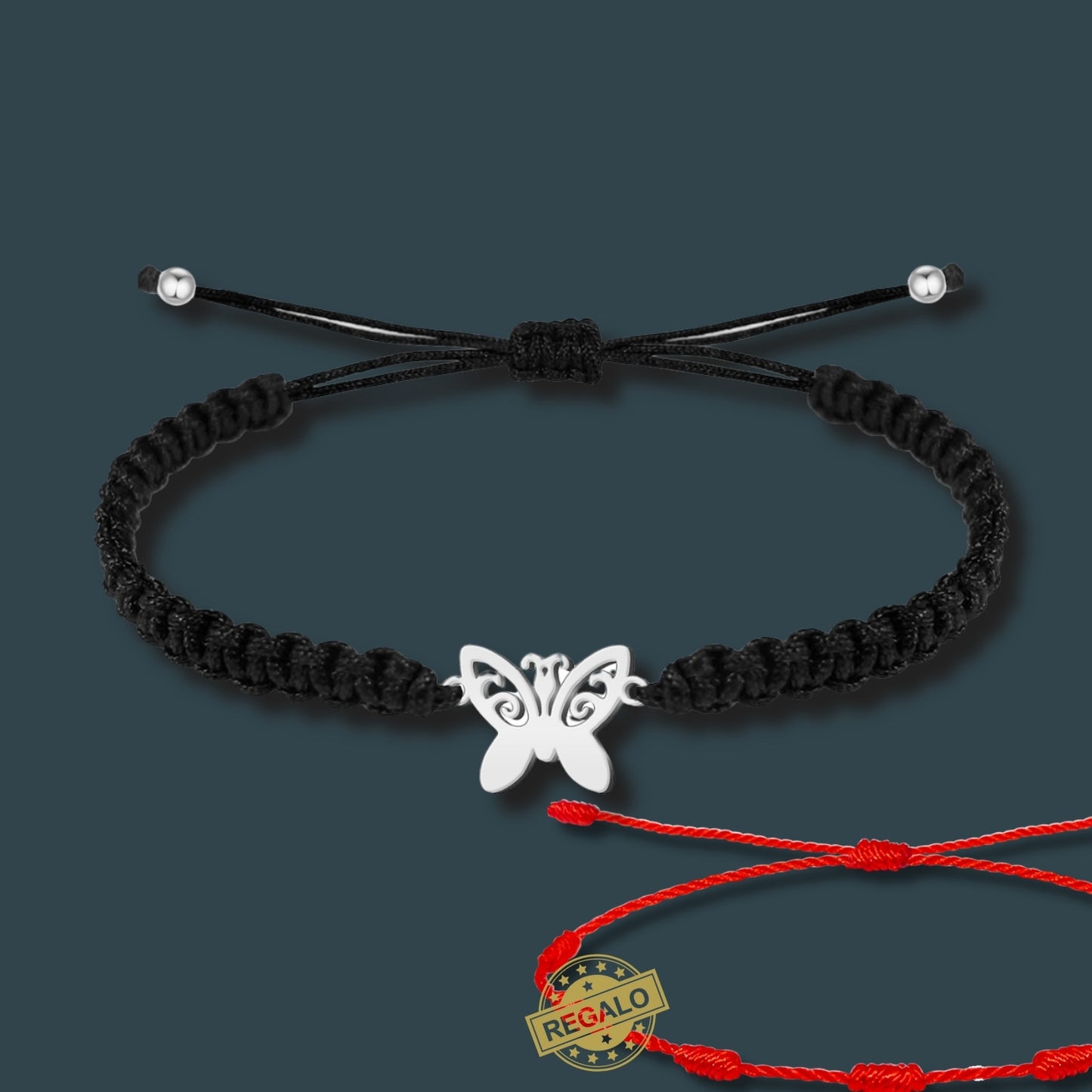 ✨Pulsera de Hilo Trenzado Hecha a Mano 🧵 con Amuleto de Suerte y Protección 🍀 Acero Inoxidable 💎 ¡Incluye Pulsera 7 Nudos de Regalo! 🎁