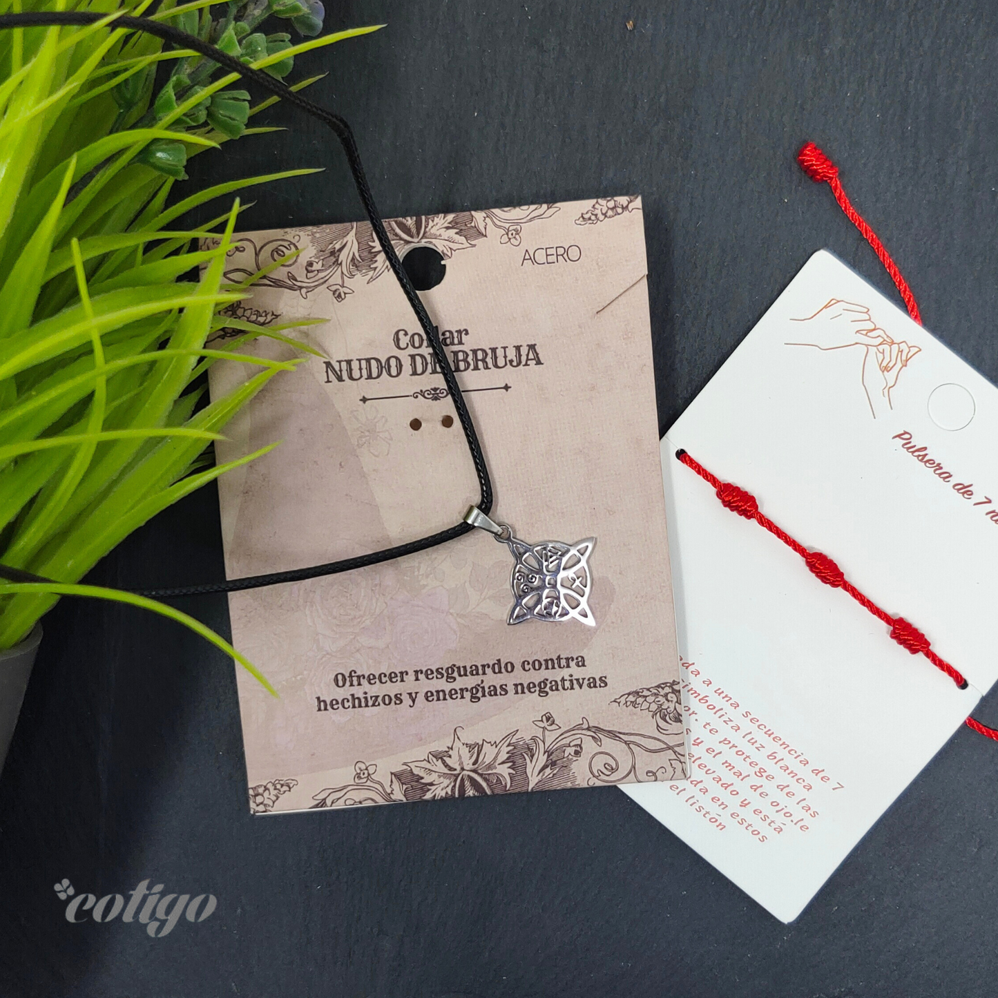 Colgante Nudo bruja Acero Inoxidable color Plateado