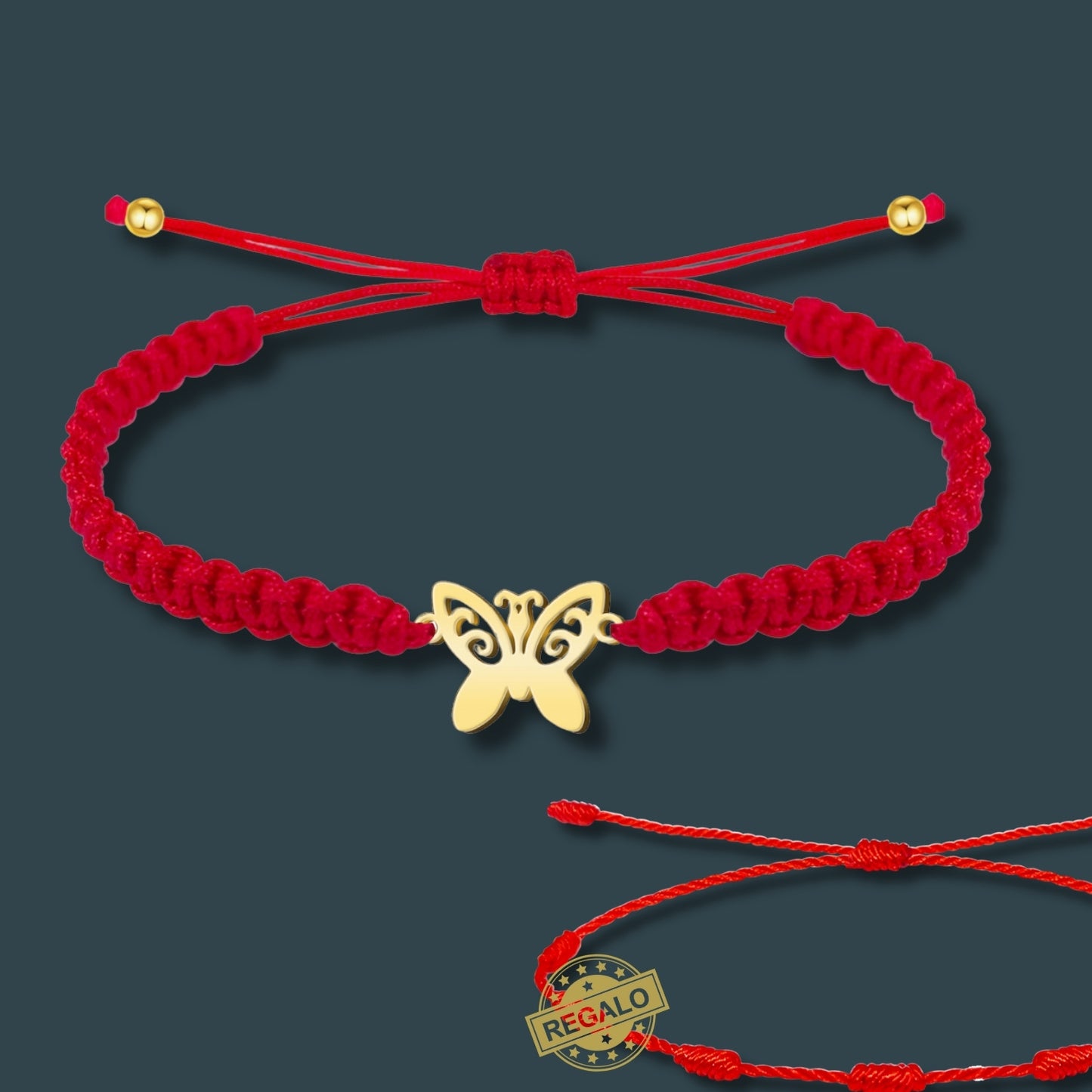 Pulsera Hilo Destino Roja Hecho a Mano 🧵 con Amuleto de Suerte y Protección 🍀 en Acero Inoxidable 💎 ¡Incluye Pulsera 7 Nudos de Regalo! 🎁