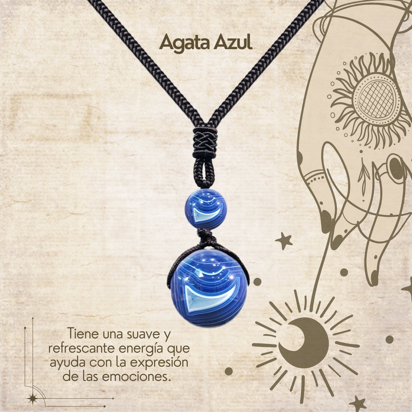Colgante de piedra natural 14 mm 🌈 ¡Hecho a mano y con significado único! 🔮 Cuerda ajustable 40–70 cm