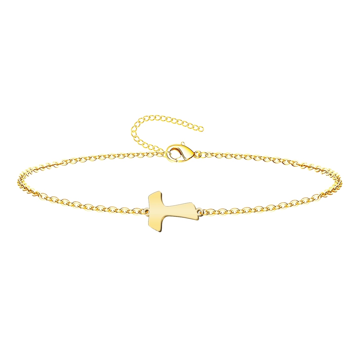 Pulsera Cruz Tau Acero inoxidable color Dorado
