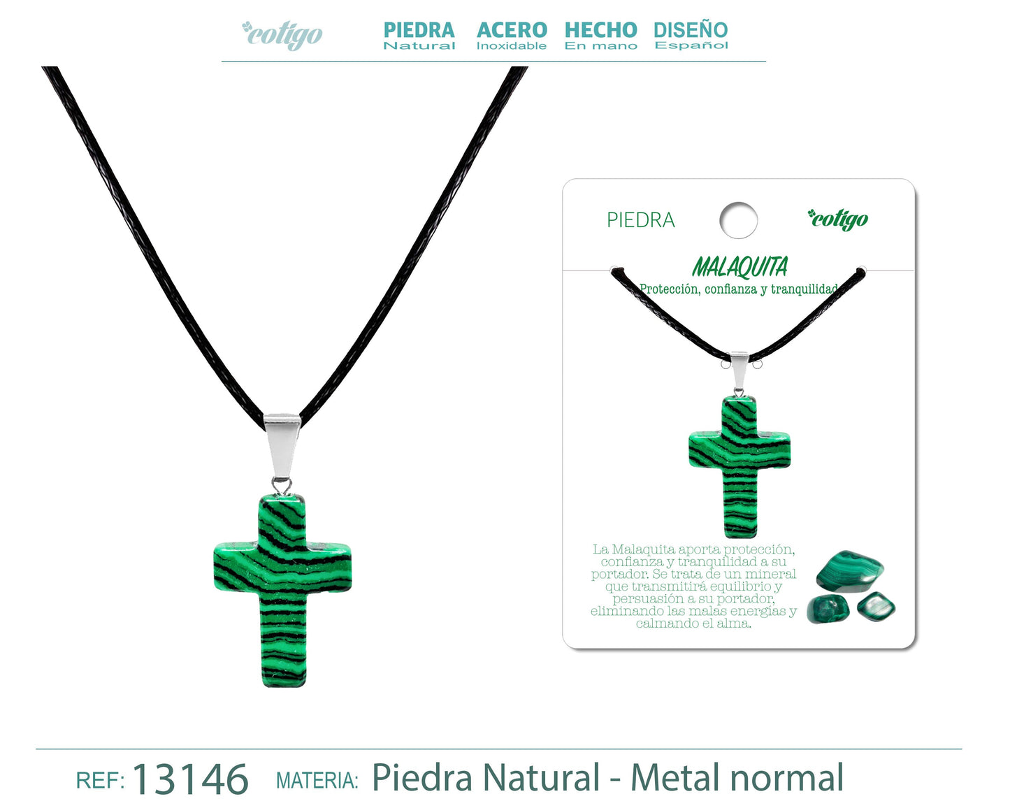 Colgante Cruz de piedra Malaquita