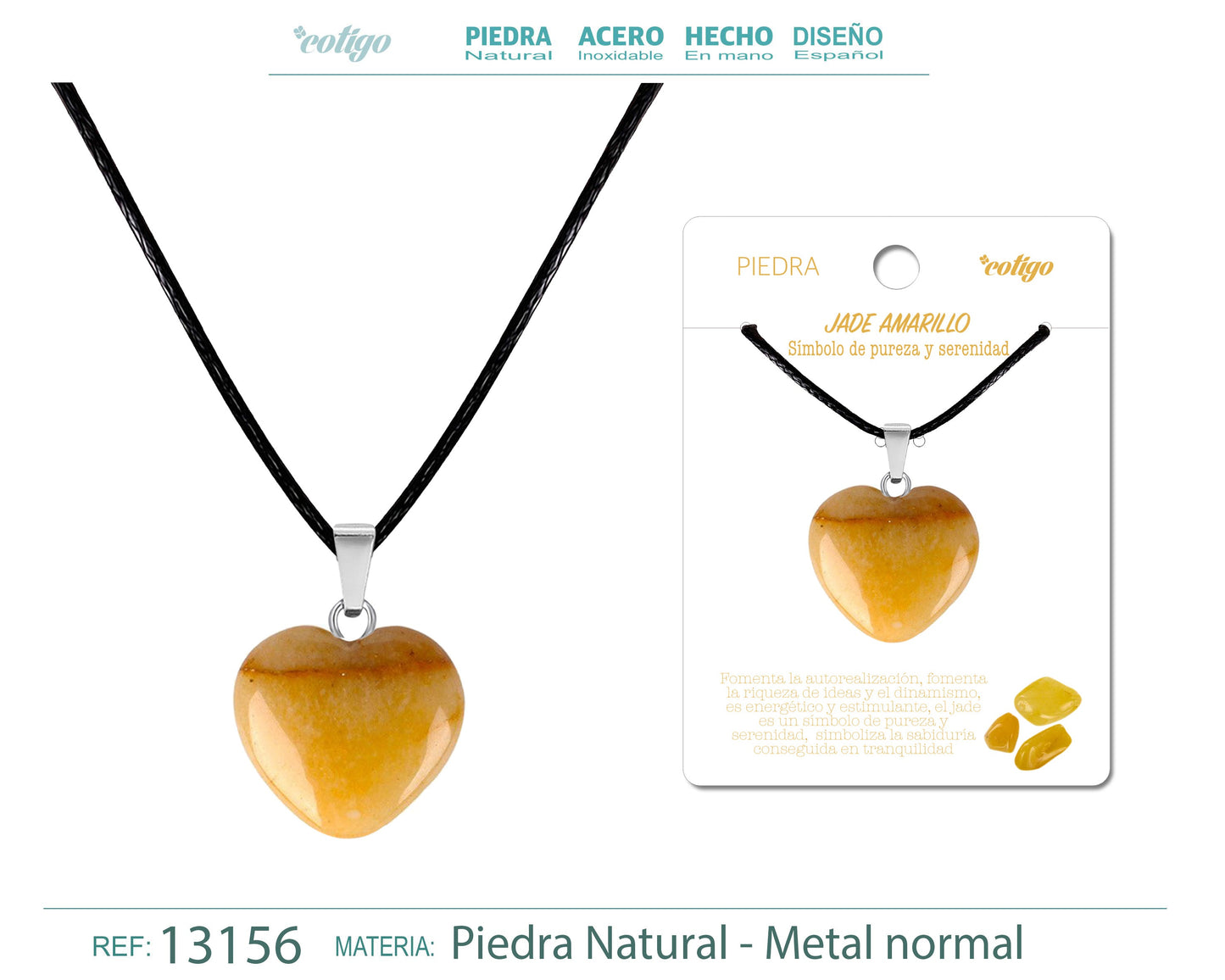 Colgante Corazón de piedra Jade amarillo