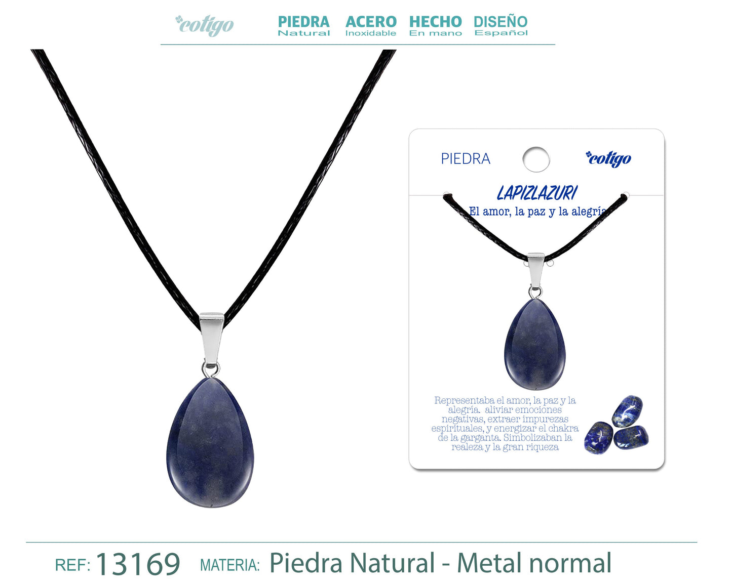 Colgante Gotita plana de piedra Lapislazuli