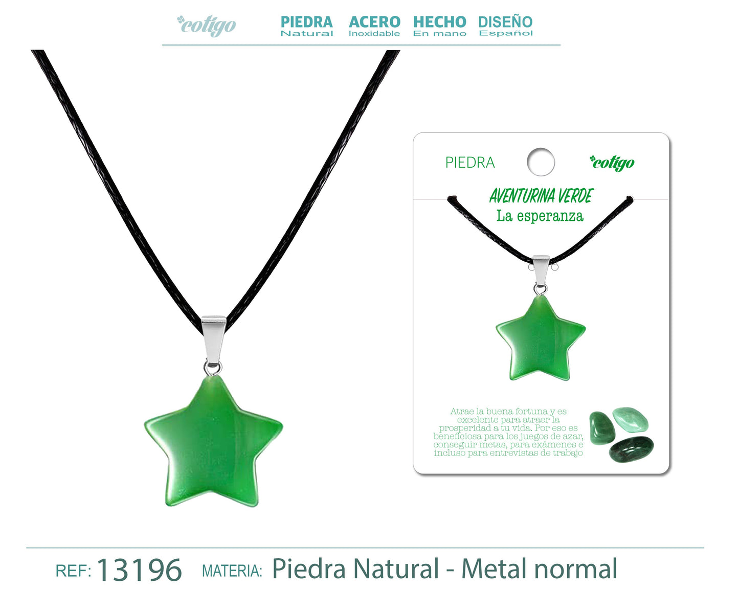 Colgante Estrella de piedra Aventurina verde
