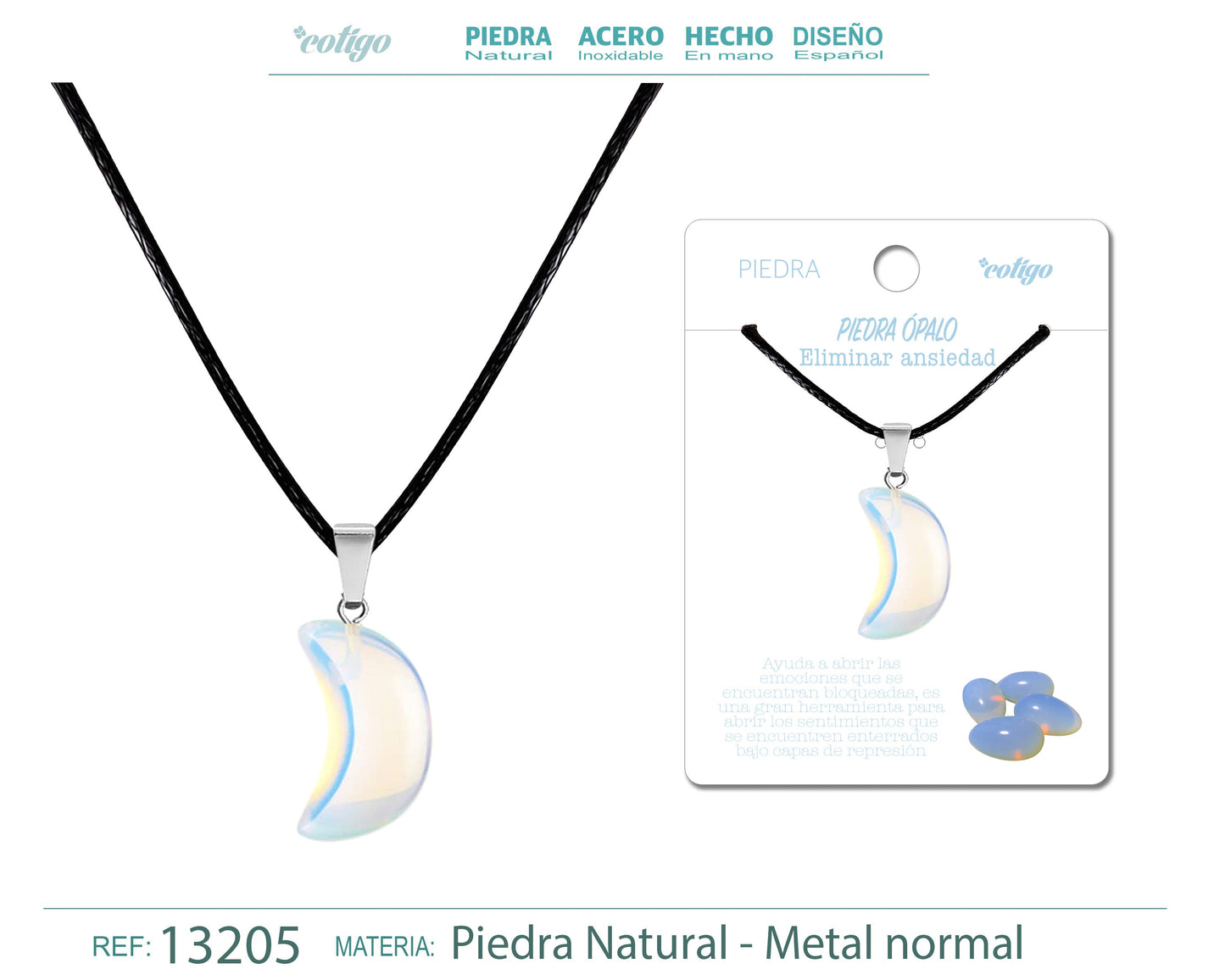 Colgante Luna de piedra ópalo