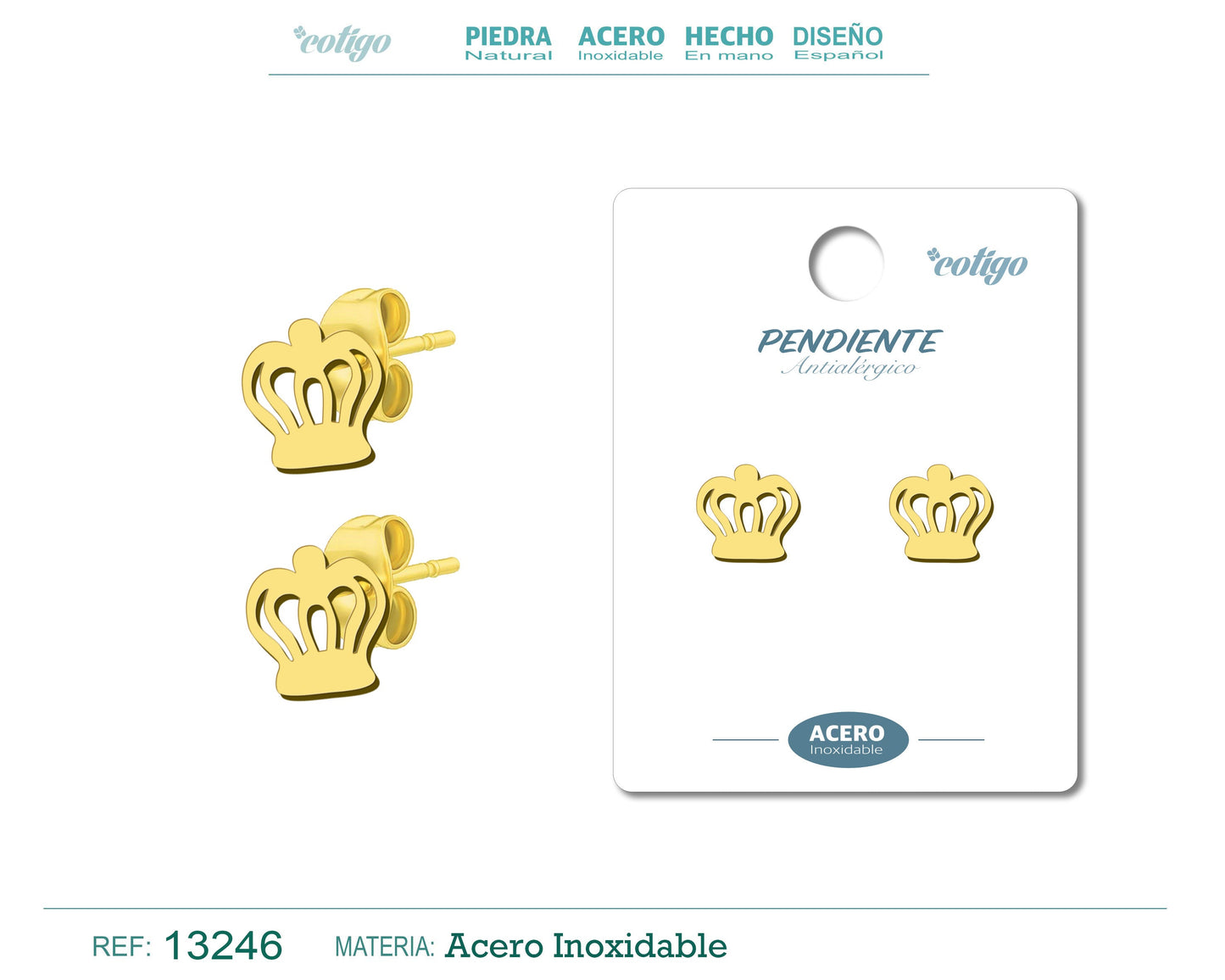 Pendiente Acero Inoxidable color Dorado