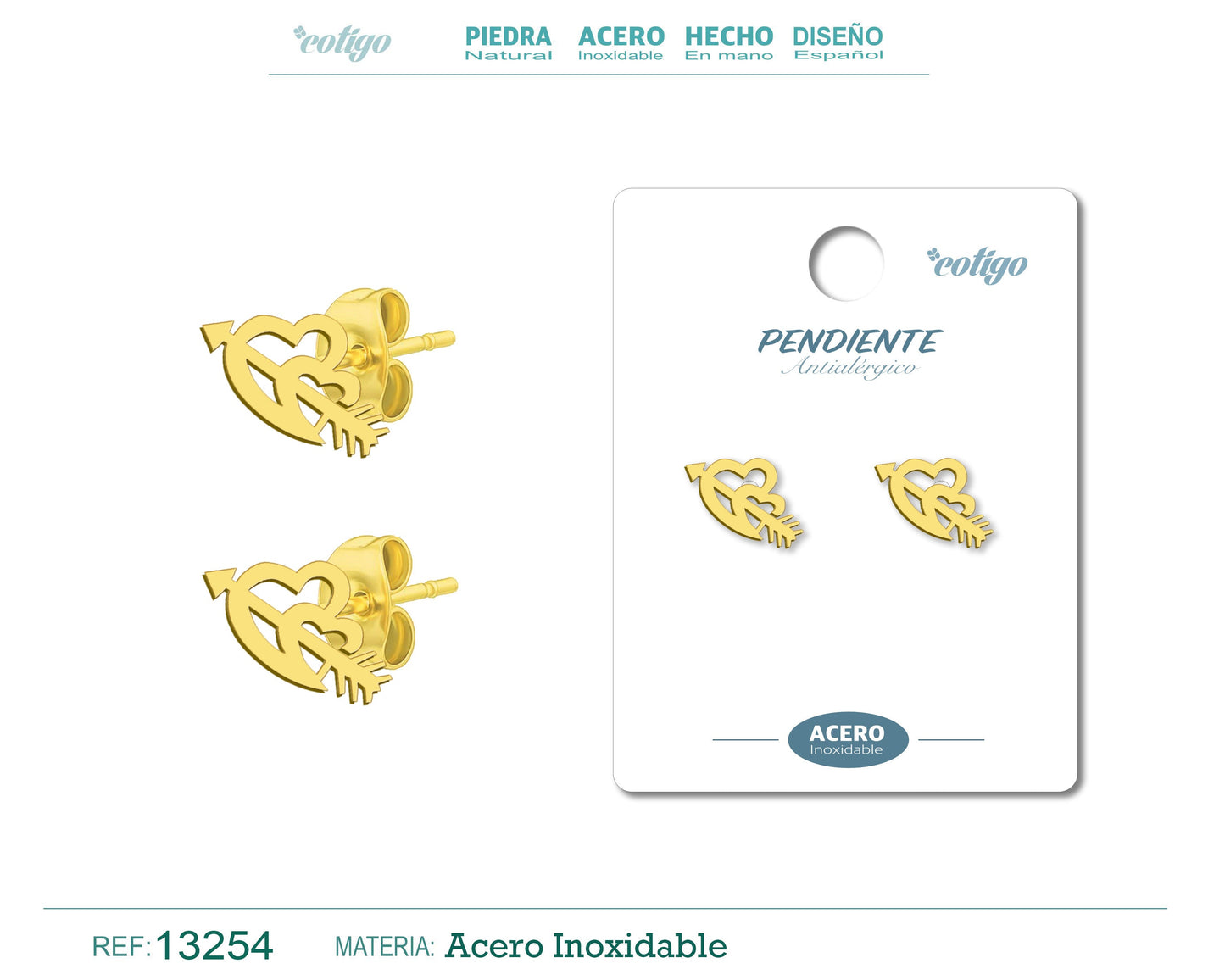 Pendiente Acero Inoxidable color Dorado