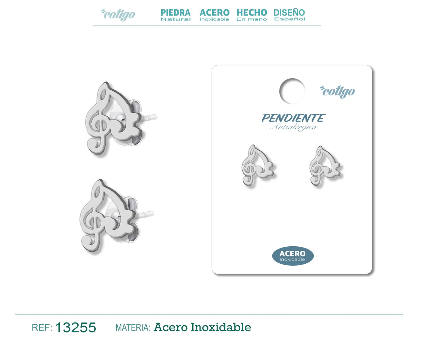 Pendiente Acero Inoxidable color Plateado