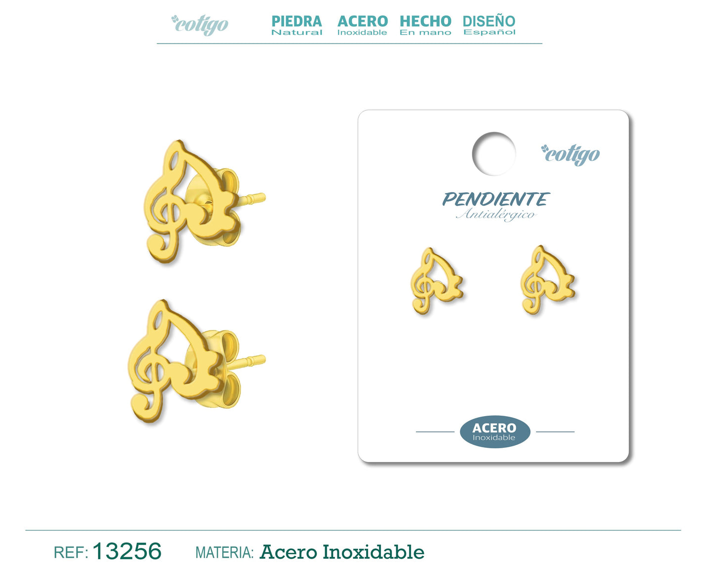 Pendiente Acero Inoxidable color Dorado