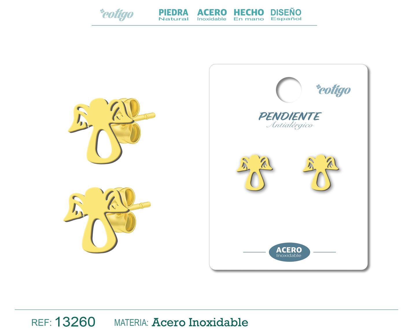 Pendiente Acero Inoxidable color Dorado