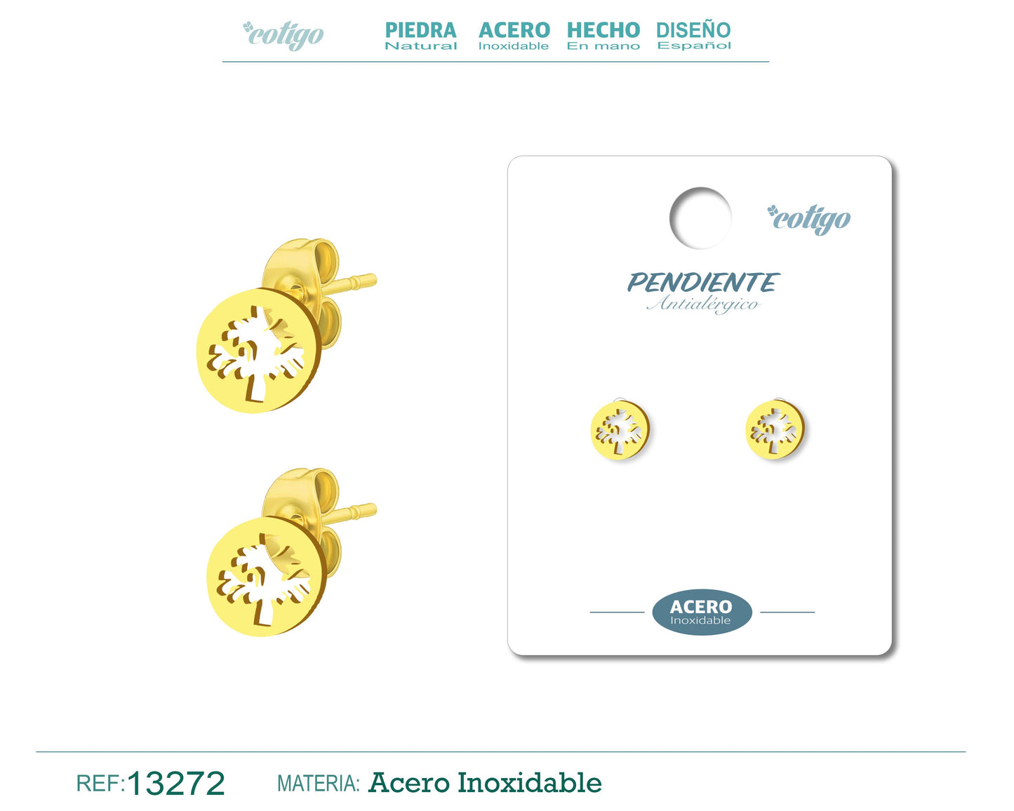 Pendiente Acero Inoxidable color Dorado