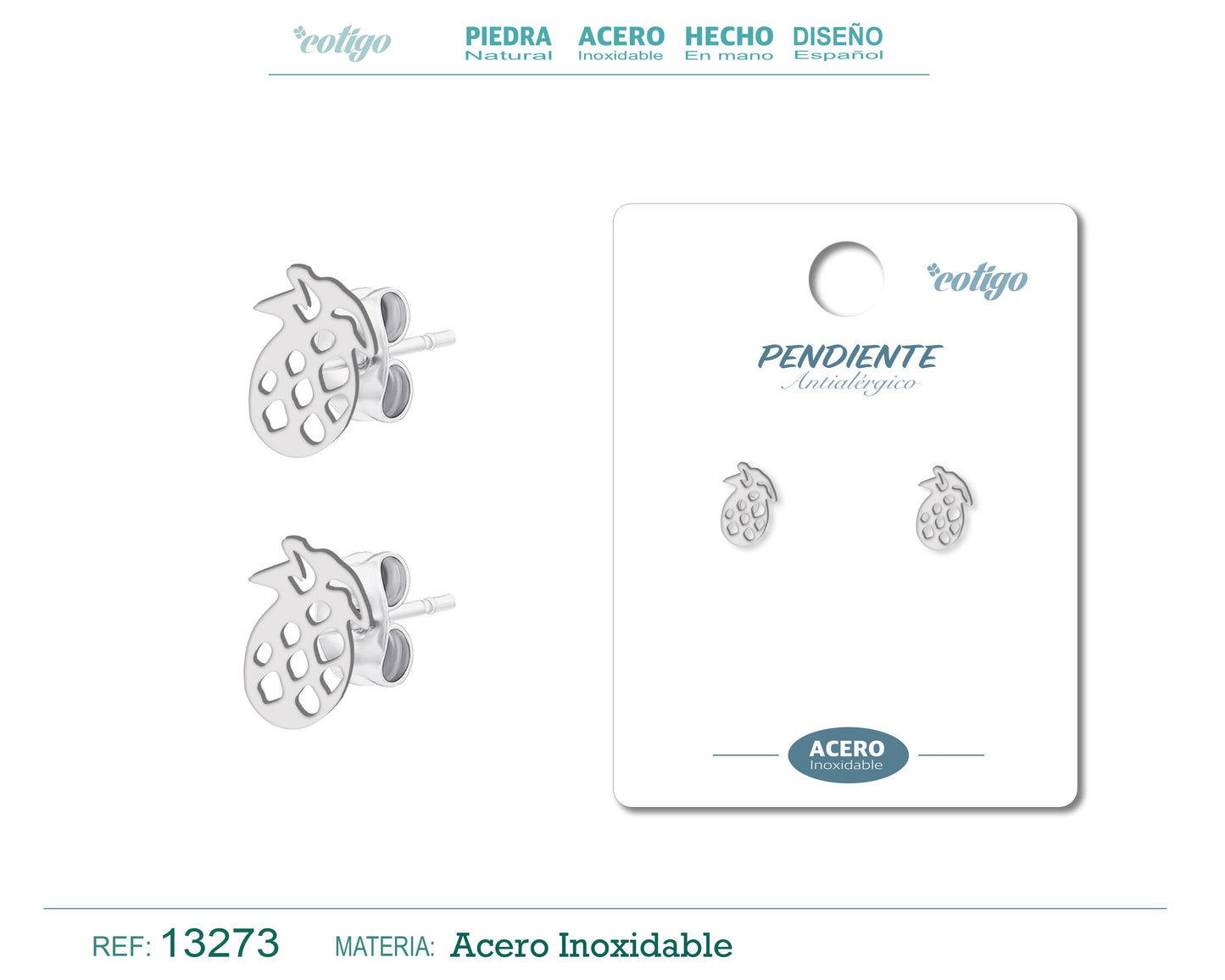 Pendiente Acero Inoxidable color Plateado