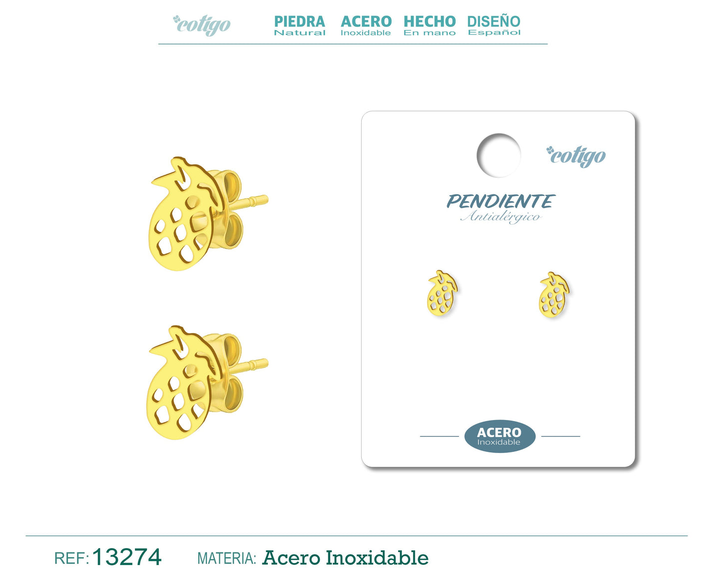 Pendiente Acero Inoxidable color Dorado