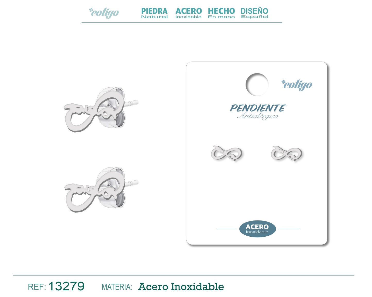 Pendiente Acero Inoxidable color Plateado