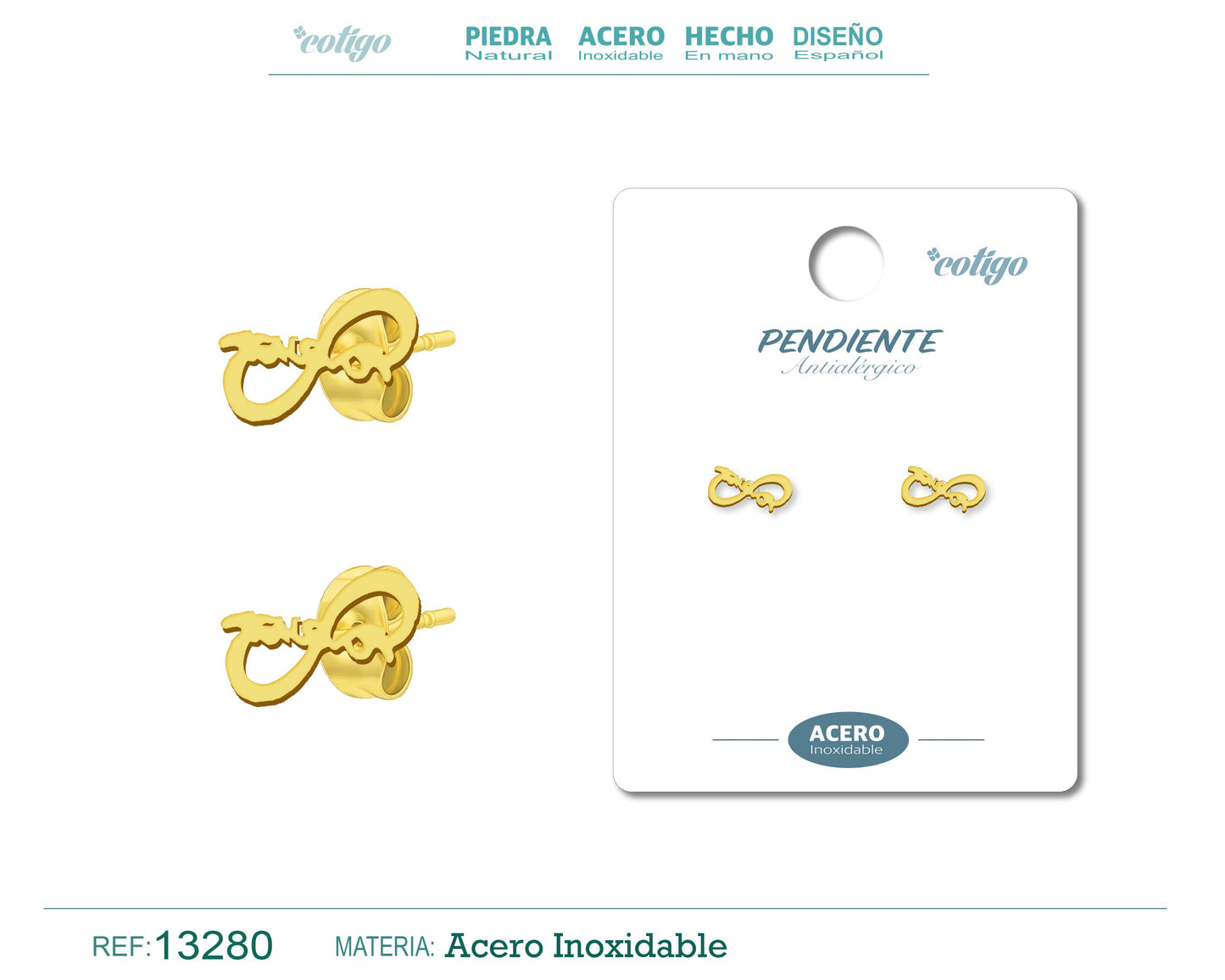 Pendiente Acero Inoxidable color Dorado