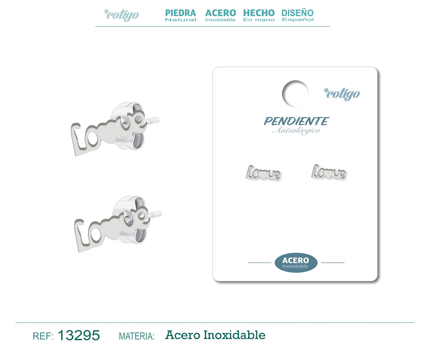 Pendiente Acero Inoxidable color Plateado