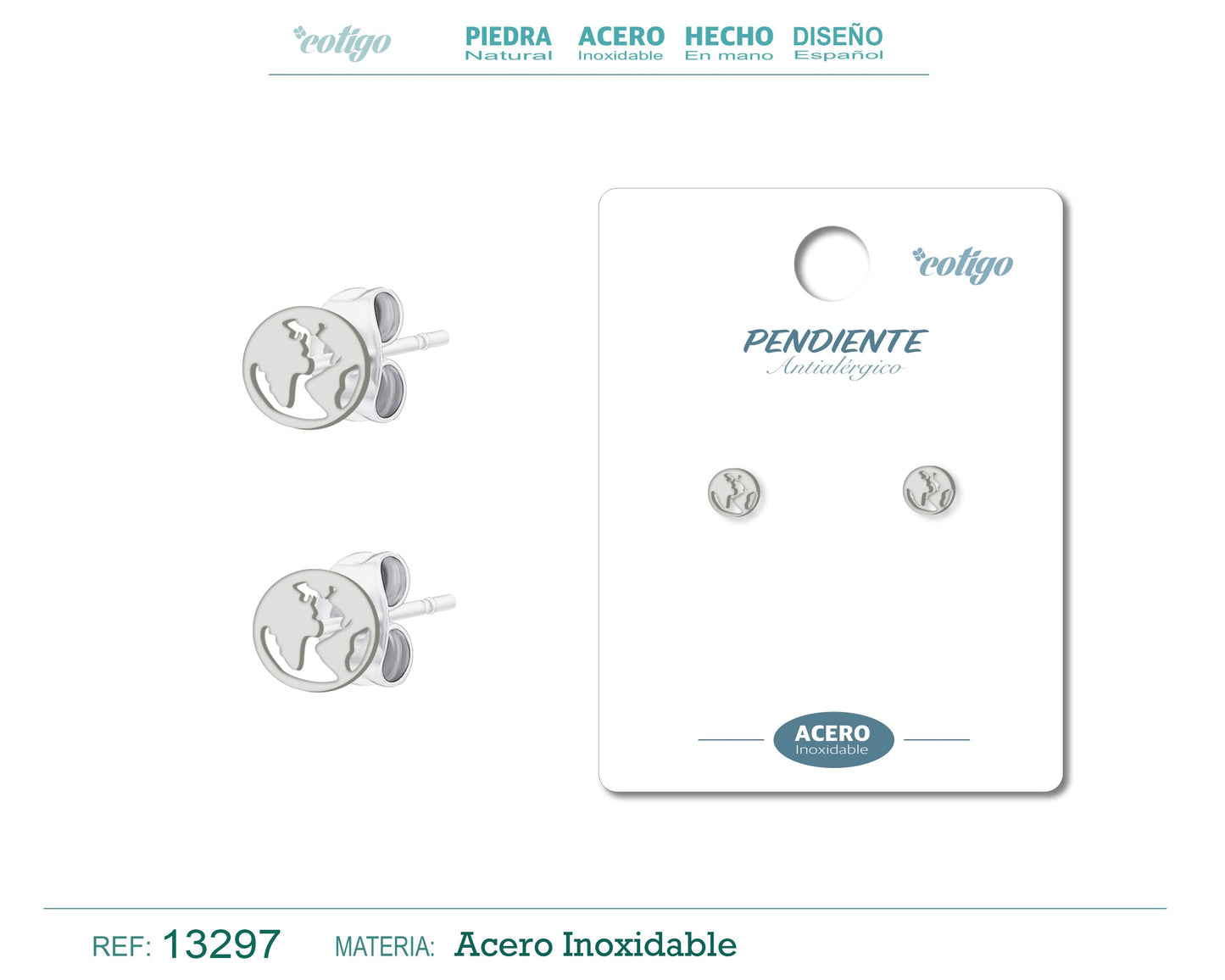 Pendiente Acero Inoxidable color Plateado