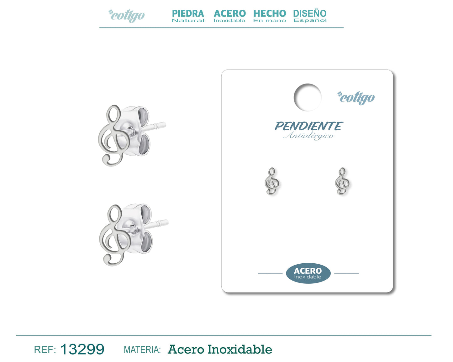 Pendiente Acero Inoxidable color Plateado