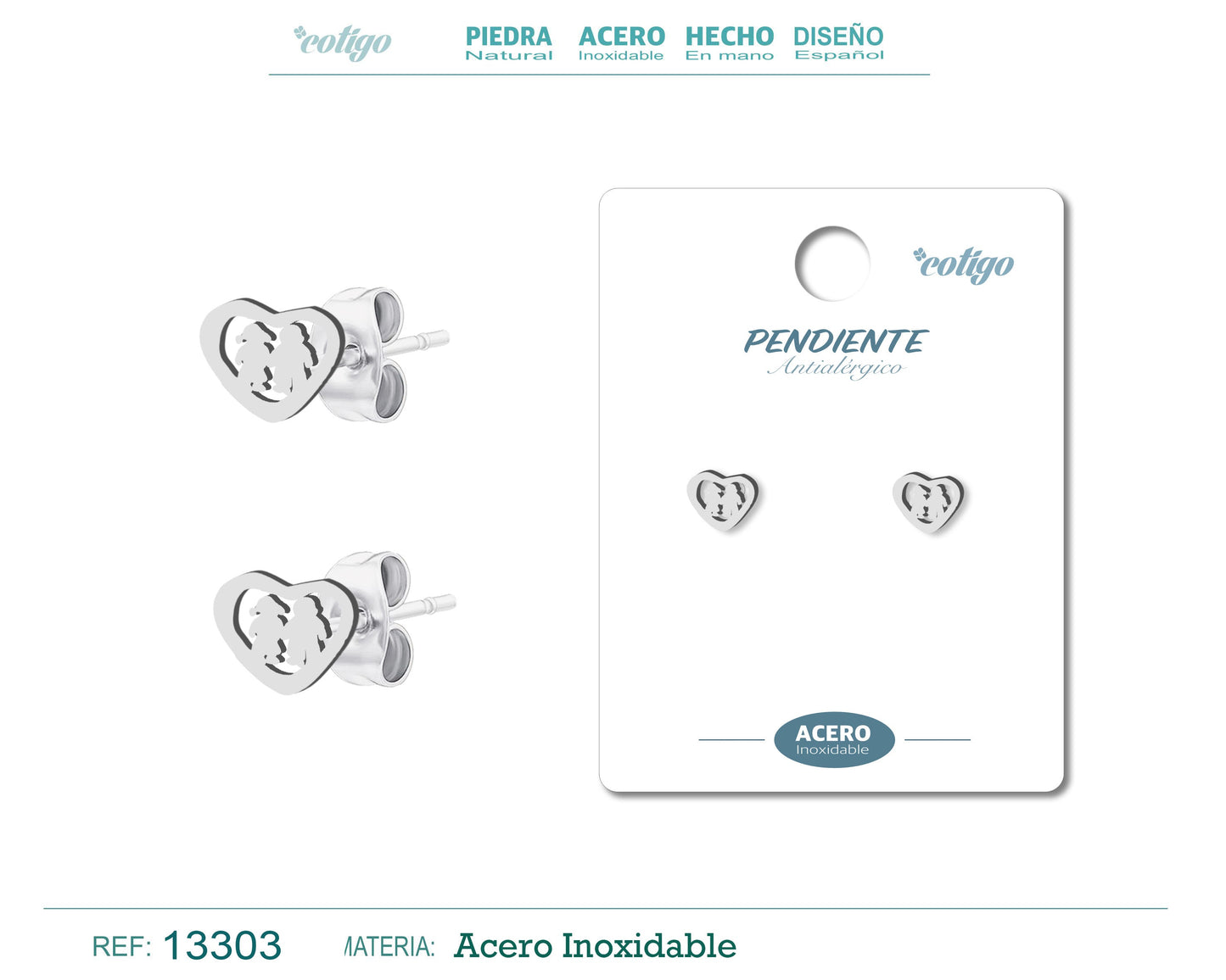 Pendiente Acero Inoxidable color Plateado