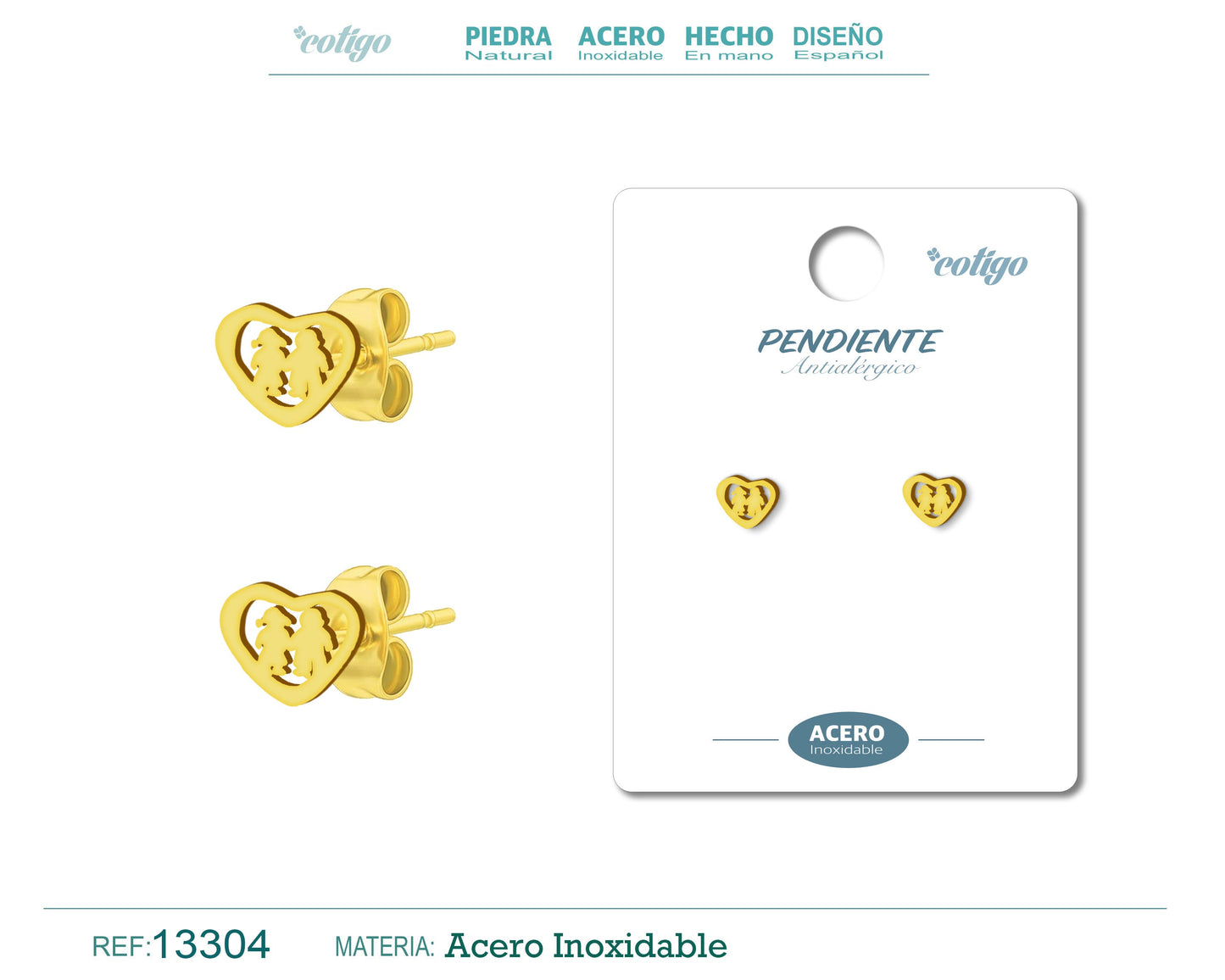 Pendiente Acero Inoxidable color Dorado