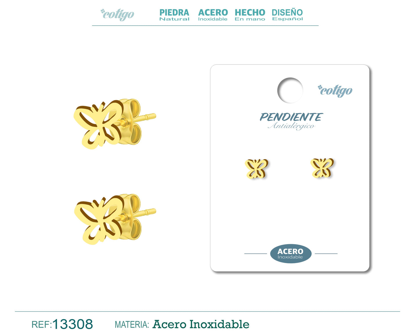 Pendiente Acero Inoxidable color Dorado